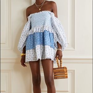 LOVESHACKFANCY
Shaw tiered floral-print cotton-jacquard mini dress